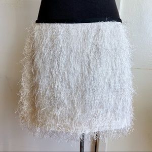 RACHEL Ivory Fringe furry Mini Dress Size 6 M
